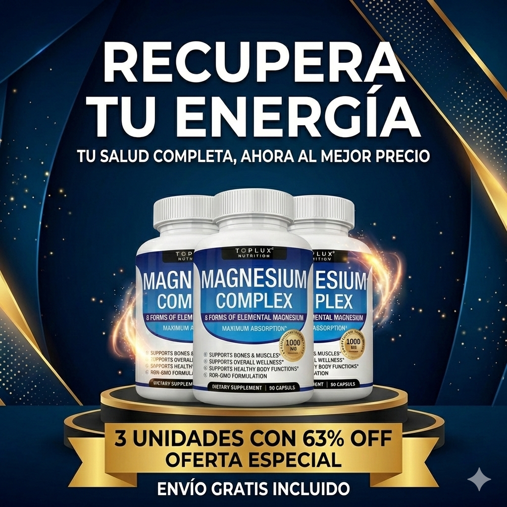 MAGNESIO COMPLEX 8 ELEMENTAL 1000 mg – Desinflamación que se siente, mejor sueño, menos calambres y más energía.