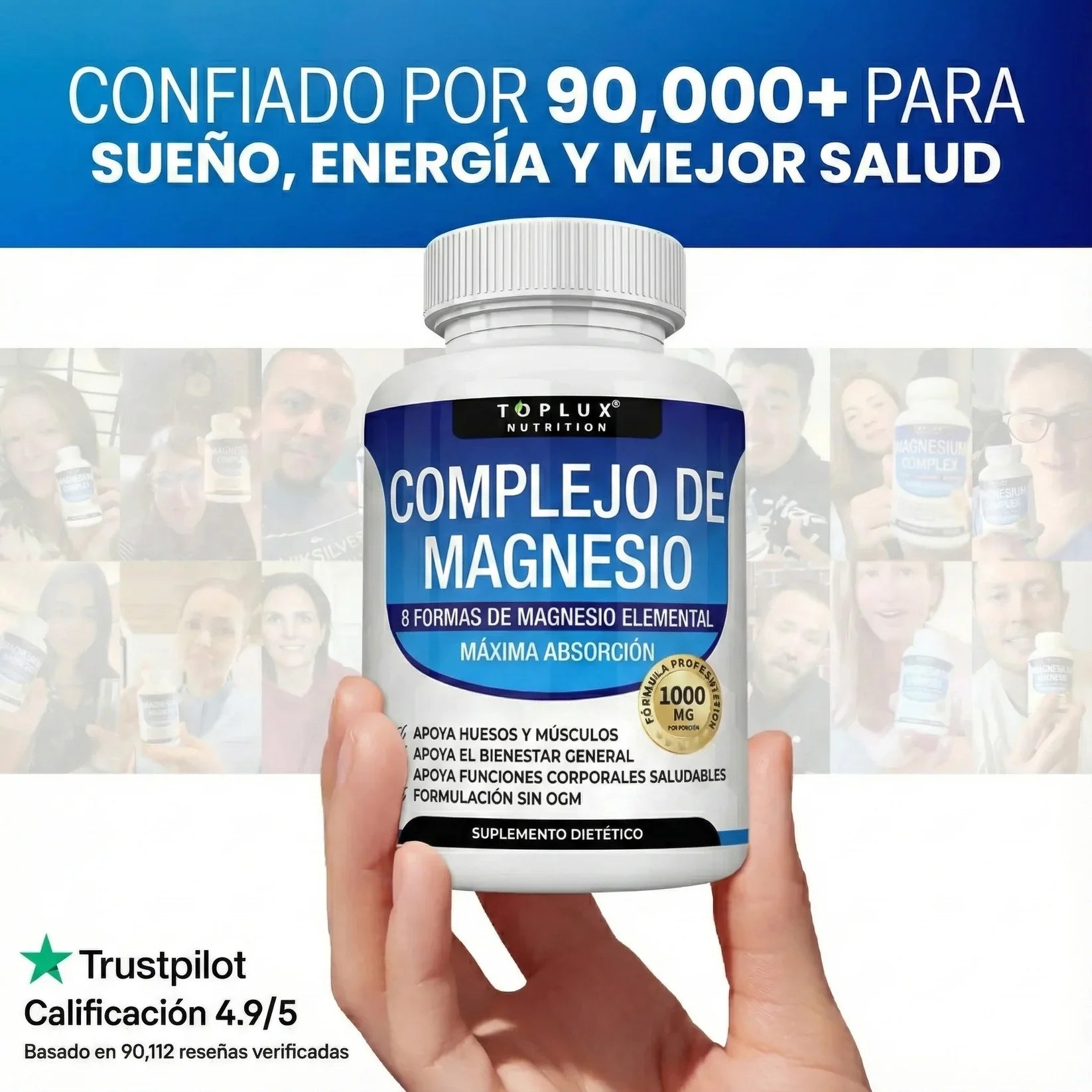 2x1 Magnesium Complex 1000 mg ORIGINAL ✨8 tipos de magnesio en 1 ⚡120 cápsulas en total